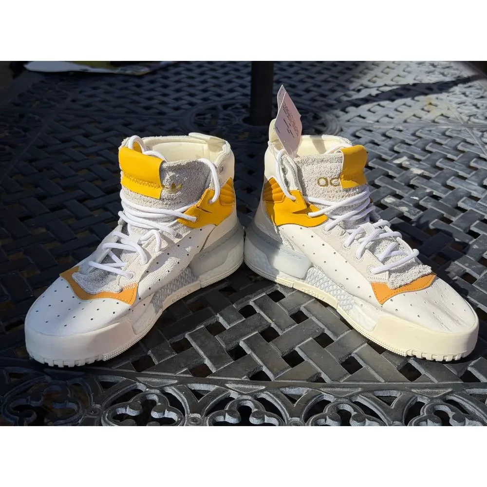 adidas Men Rivalry Rm High Top White Mustard Yellow Basketball F34144 Size 6 NWT